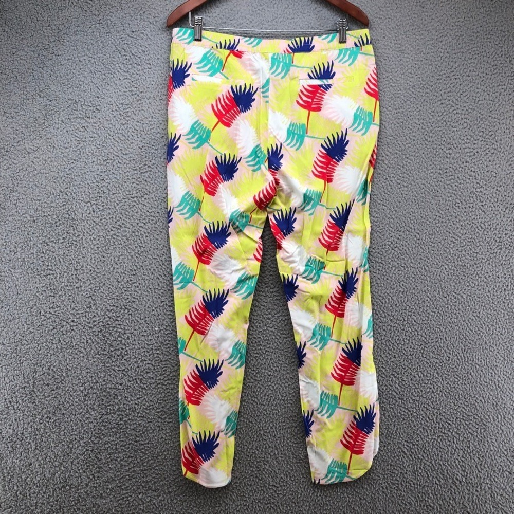 Marine Layer Tropical Leaf Pants Women Large Yellow Red Blue Palm Print Relaxed - Picture 6 of 10